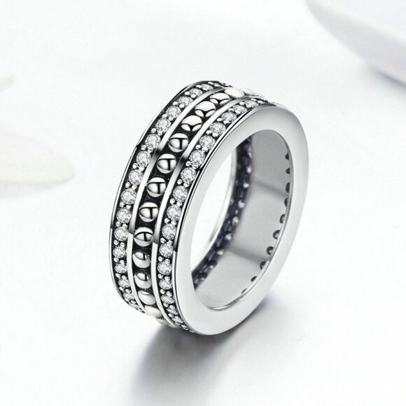 925 Silver Plated Classic White CZ Wedding Couple Ring, FB16FA1089 - Picture 2 of 4